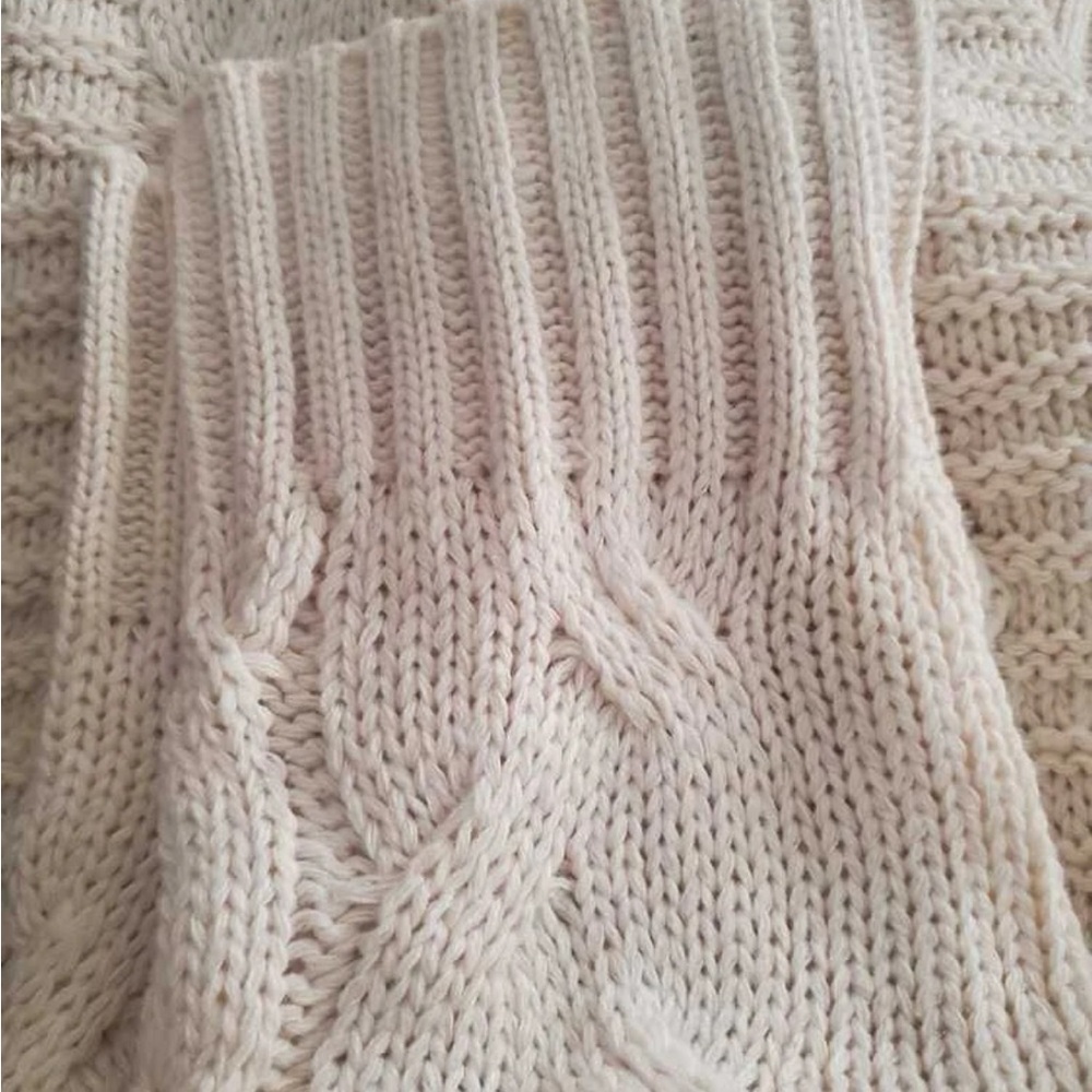 Cream Cable Knit Front Pocket Long Cardigan - Picture 12 of 12